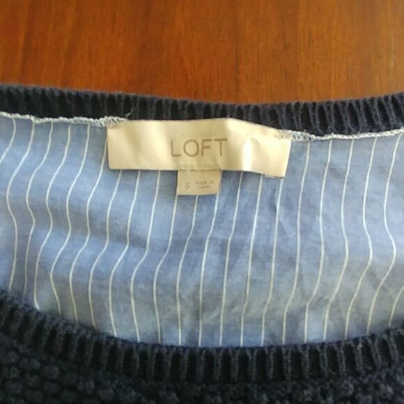 Loft Mixed Media Navy top - Picture 2 of 3